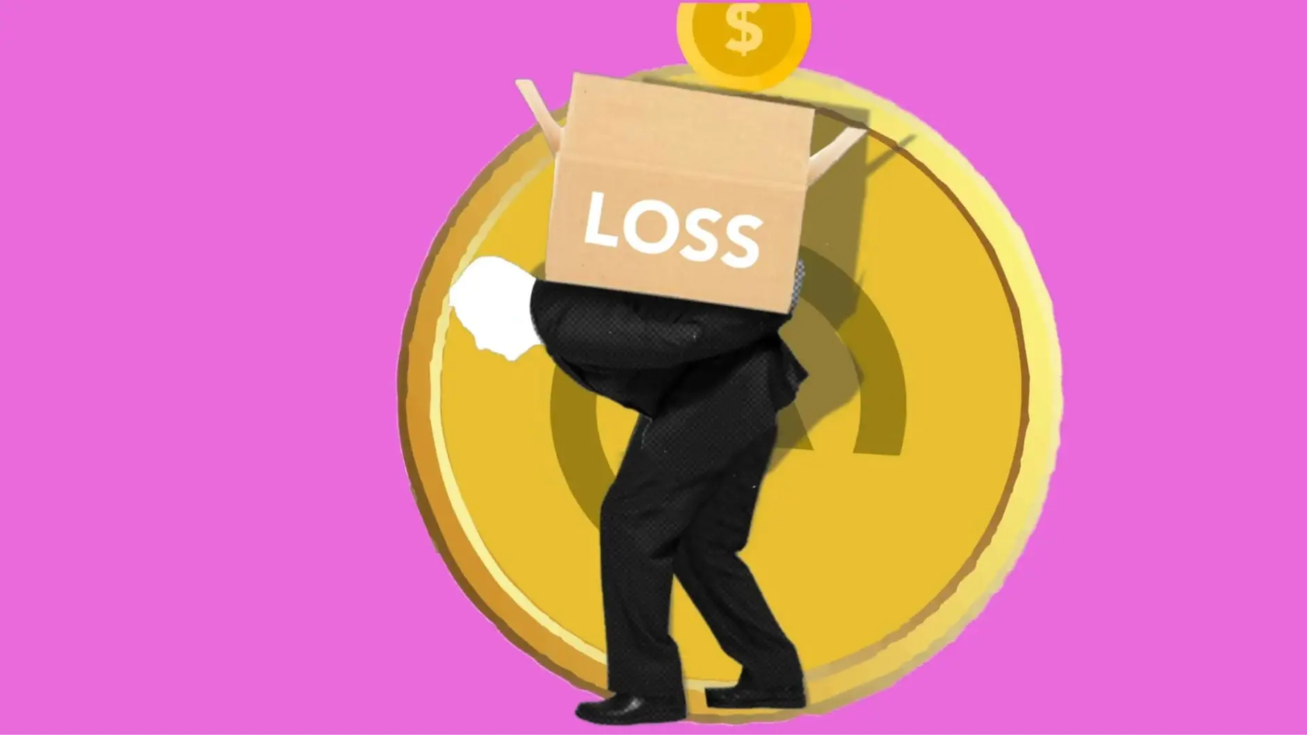 illustration of man carrying box of financial loss on back because of long-term debt