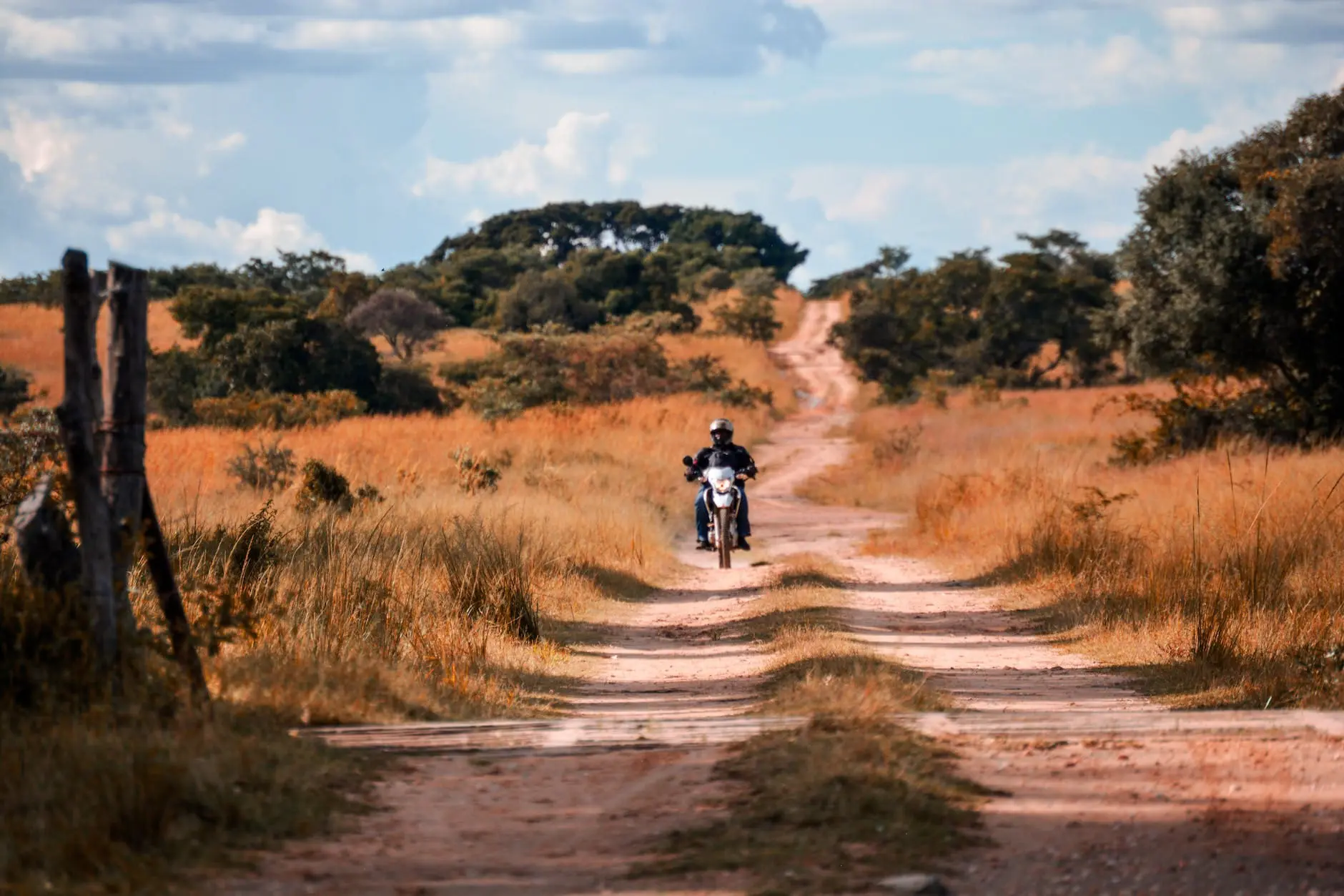 biker through the farm road