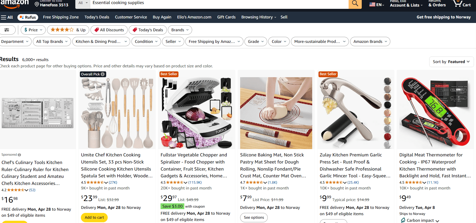 Essential cooking supplies on Amazon
