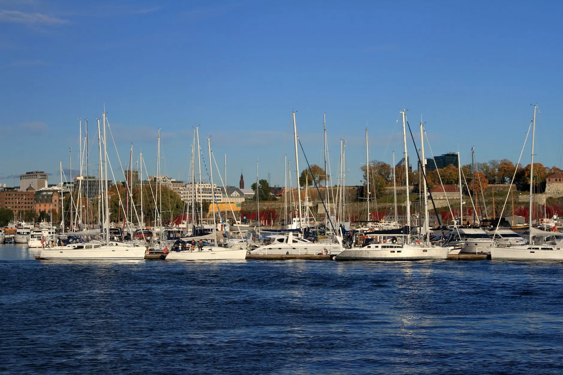 sailboat docked at the bay of Oslo Norway
