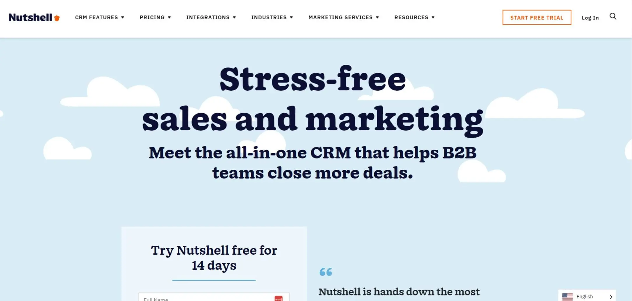 Nutshell Best CRM software for hotels