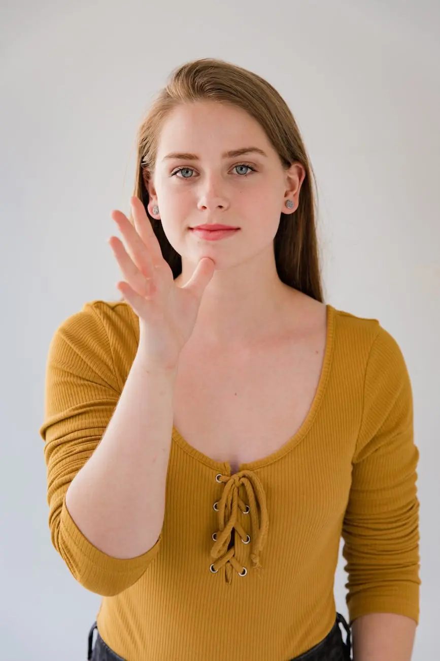 young woman using finger language