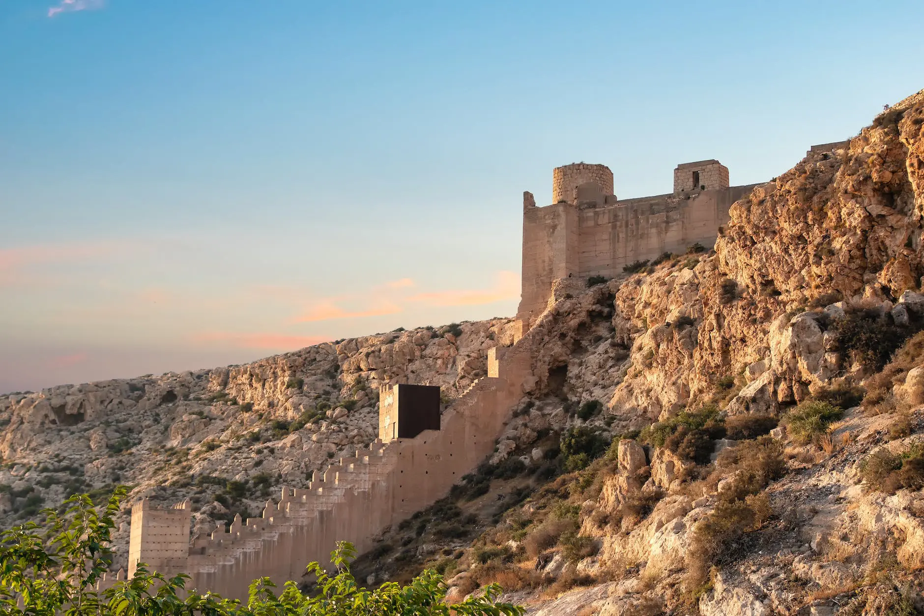 alcazaba of almeria at sunset spain