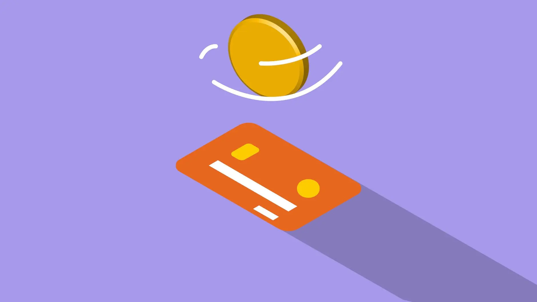 credit card and coin on violet background