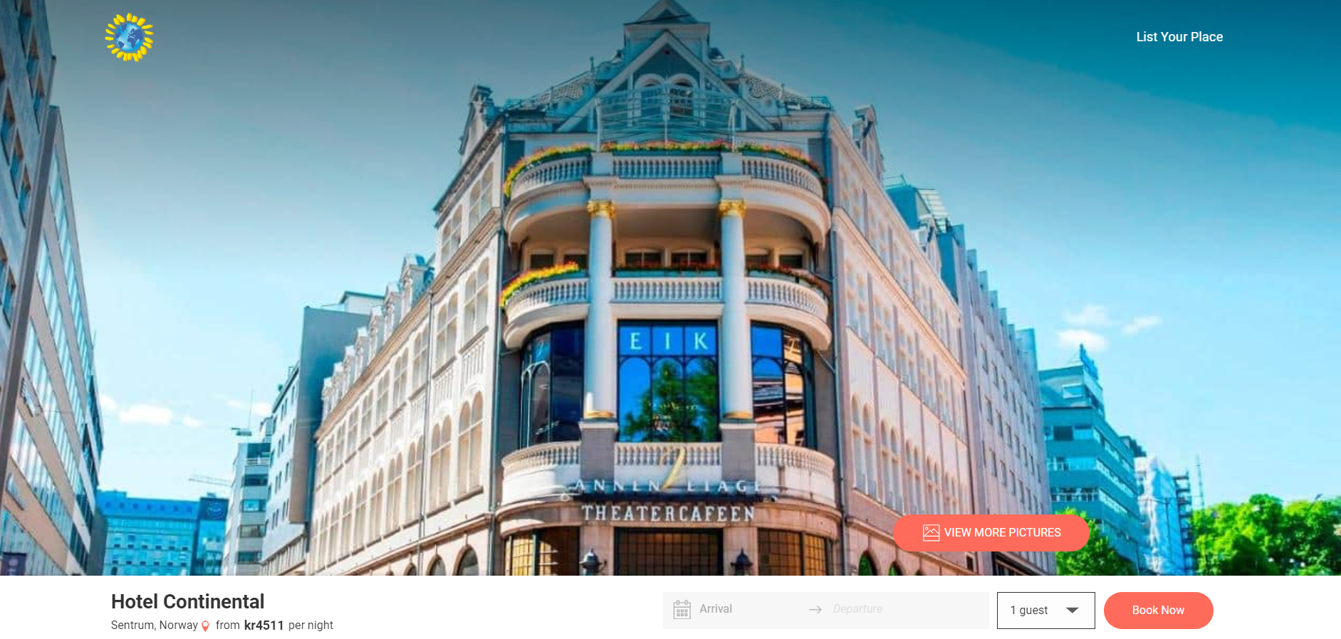The elegant Hotel Continental is centrally located in Oslo Norway rental car guide