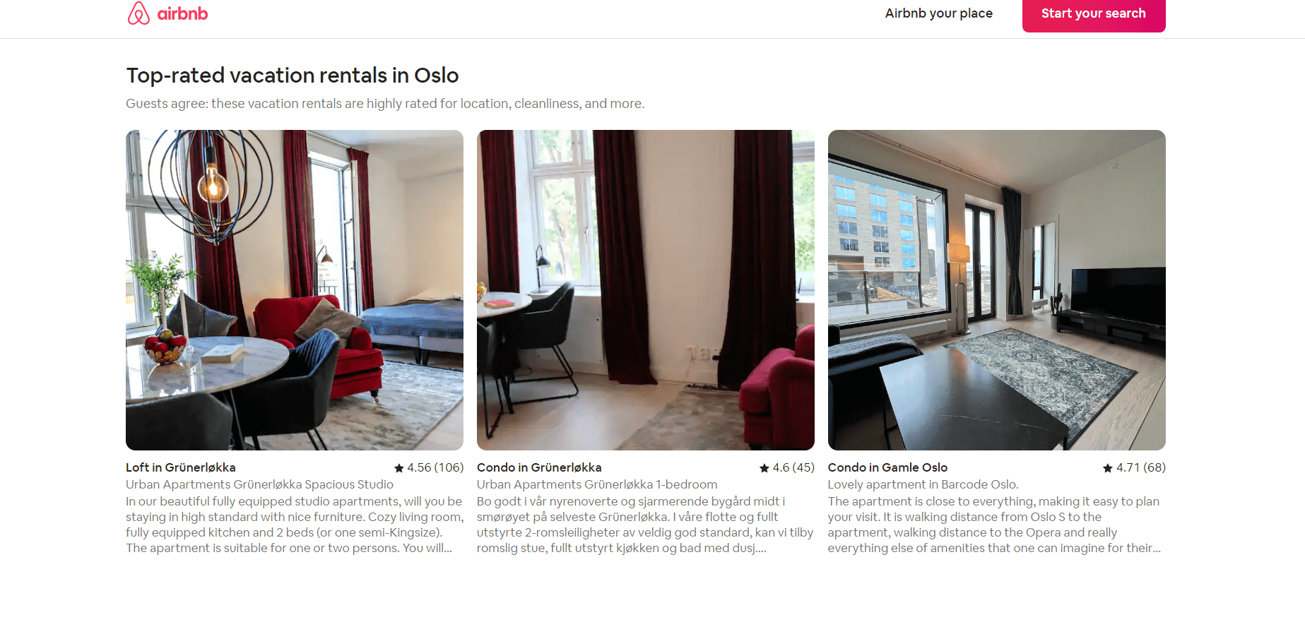 Top vacation rentals in Oslo with Airbnb - Oslo norway rental car guide