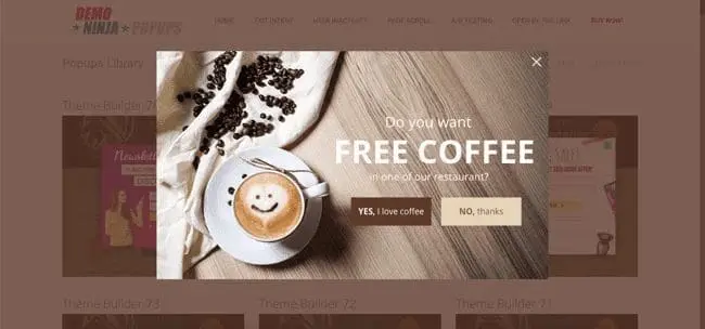 8. Ninja WordPress Plugin popup