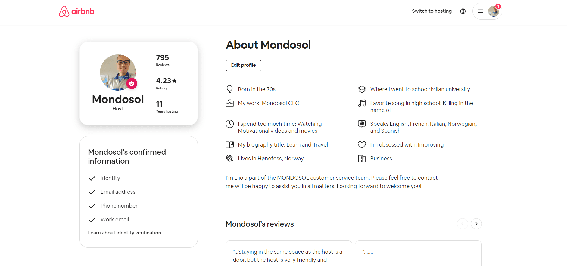 Mondosol profile using Airbnb SEO techniques
