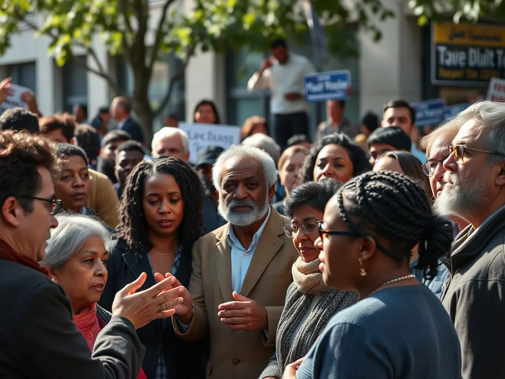 Diverse communities engaging in political discourse