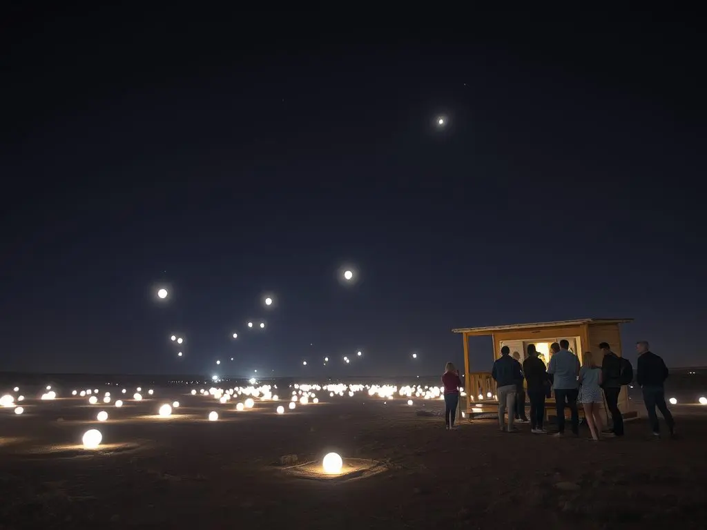 Famous Mysterious Lights Phenomenon: Marfa's legendary Marfa Lights are one of its most fascinating aspects. This natural phenomenon occurs on clear nights just east of town. These lights have been reported as glowing orbs. They dance across the desert floor. The lights ignite local legends of ghostly apparitions or alien activity. Visitors often gather at the viewing station to witness this mysterious spectacle firsthand. They eagerly share theories and stories as they expect the unexpected.