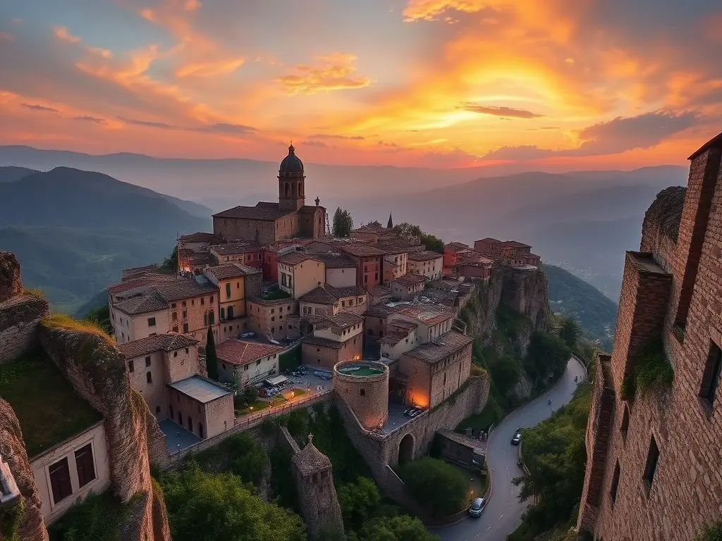 Spectacular photography opportunities Capture breathtaking views of the surrounding landscape. Explore the enchanting streets of Civita di Bagnoregio, Italy, particularly during sunrise and sunset. At these times, the light casts a magical glow over the town.