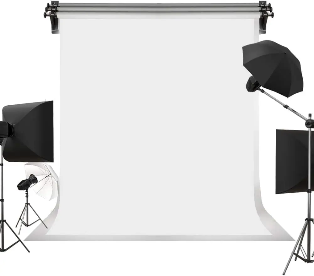 Kate 8ft×10ft Solid White Backdrop Portrait Photography Background for Photography Studio Children and Headshots Backdrop for Photoshoot Background Screen Video Recording Parties Curtain
