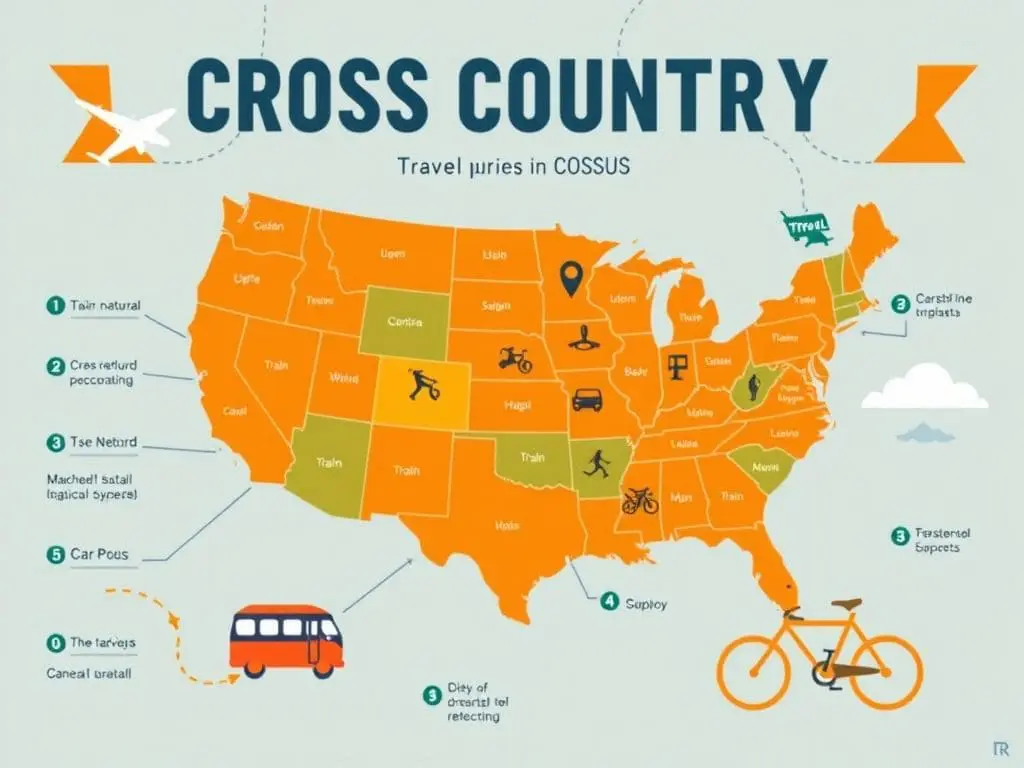Discover the pros and cons of cross-country travel by airplane, train, bus, car, or bike