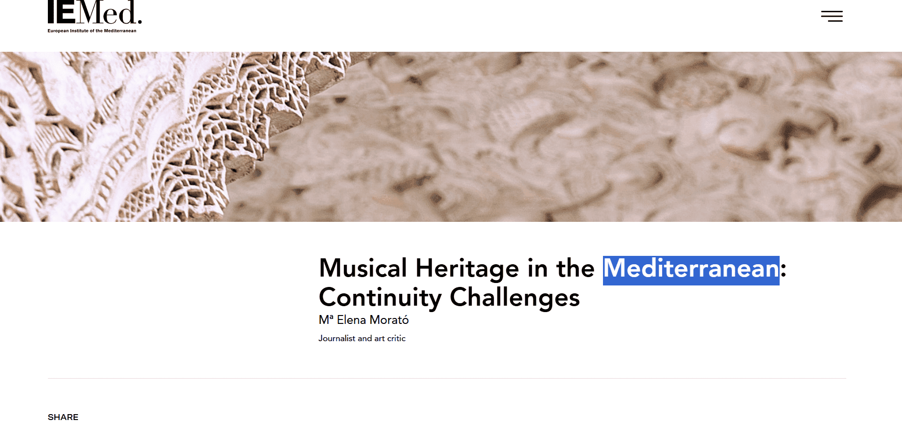 "Understanding Mediterranean Musical Migrations" on European Institute of the Mediterranean