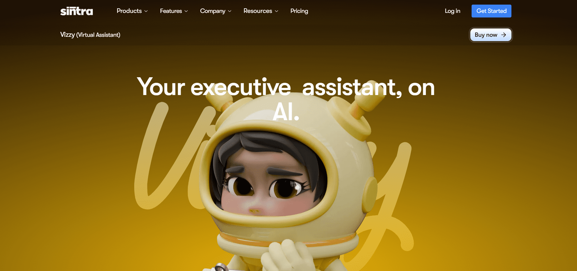 Vizzy (Virtual Assistant) from Sintra.ai. Your executive assistant, on AI.