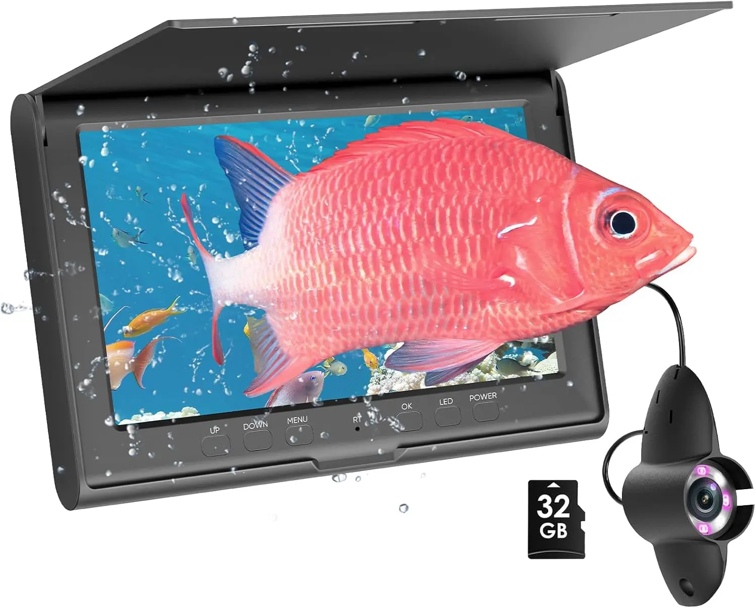 LikeCoo Underwater Fishing Camera 7" IPS HD Screen, 720P Portable Fishing Camera w/DVR