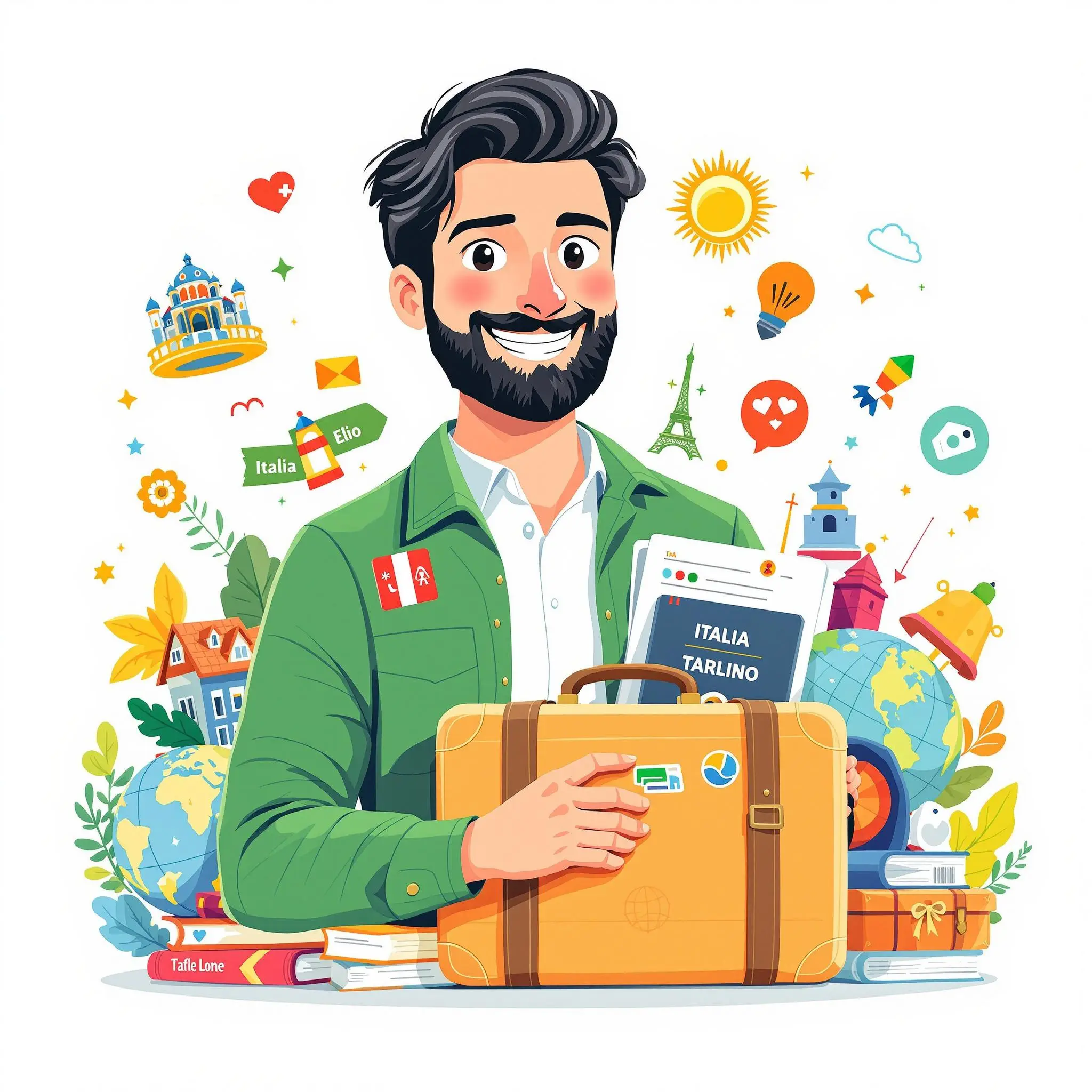 Elio teaching languages and managing Airbnb properties across Europe