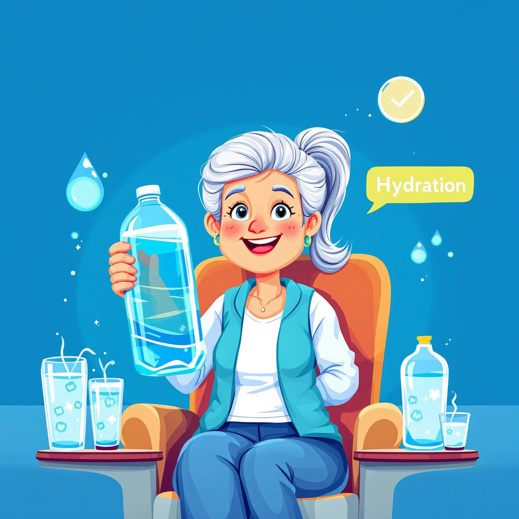 Here's Anna - your cheerful senior lady focused on hydration and staying active!