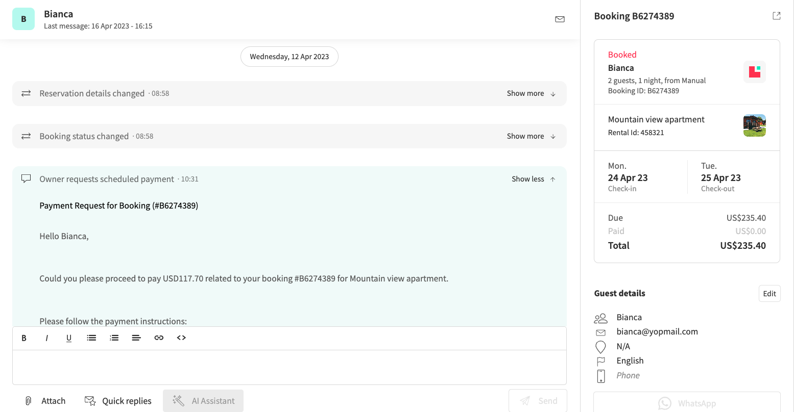 Mondosol guest complaint management and resolution interface