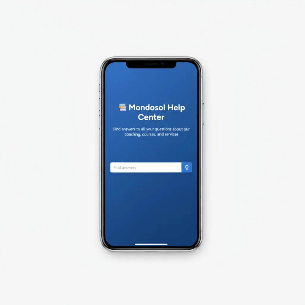 Mondosol mobile access on smartphone showing help center dashboard