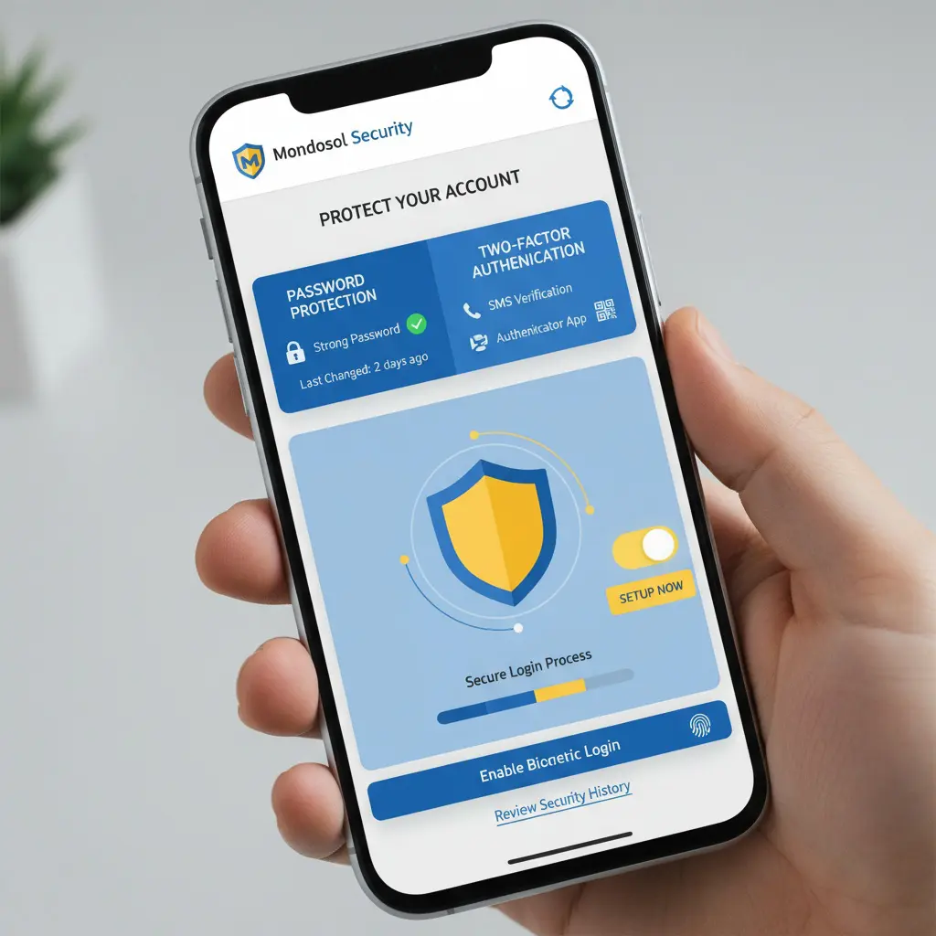 Mondosol mobile security password protection two-factor authentication
