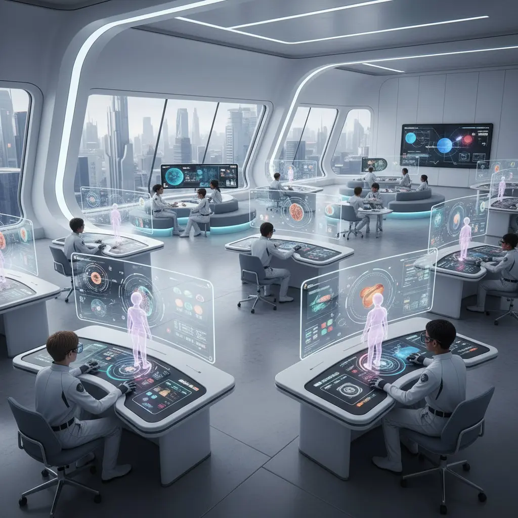 Modern classroom integrating artificial intelligence and personalized learning technology