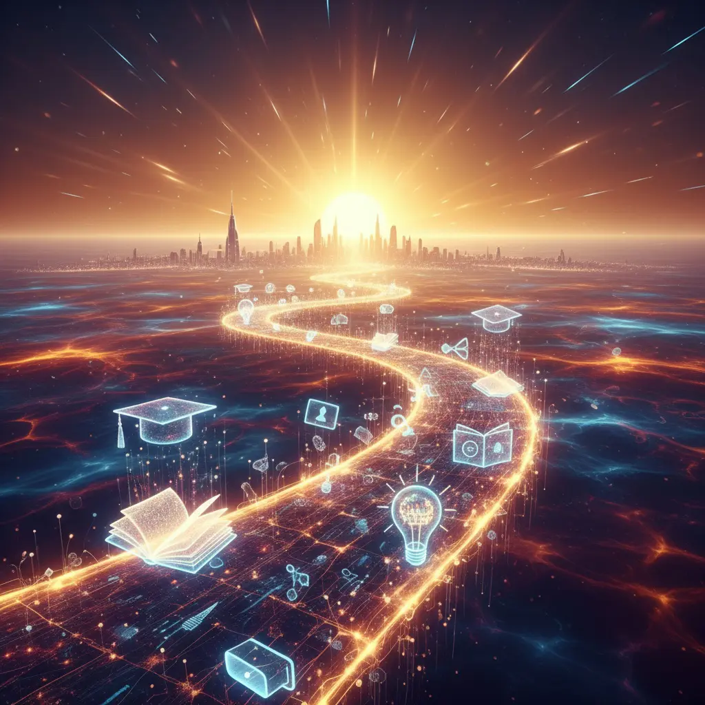 Illuminated pathway symbolizing the future direction of visionary education