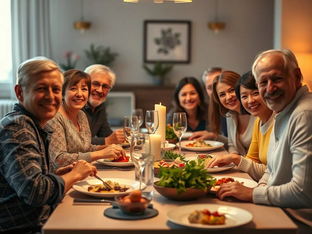 Meals included in a Norwegian homestay with guest dining with host family
