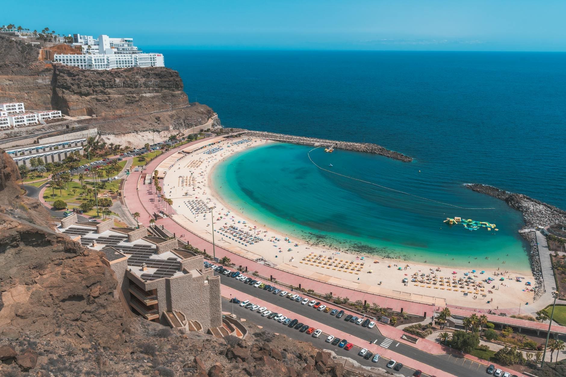 an aerial photography of playa de amadores