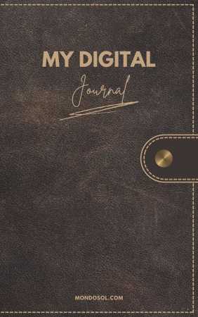 Brown Beige Leather Texture Traditional Digital Journal Stitched Bound Book Cover