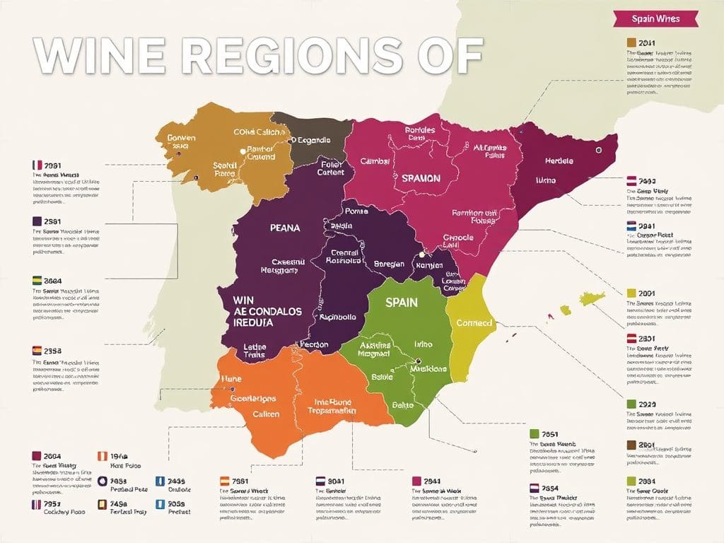 Wine Regions of Spain Infographic featuring various wine styles and regions