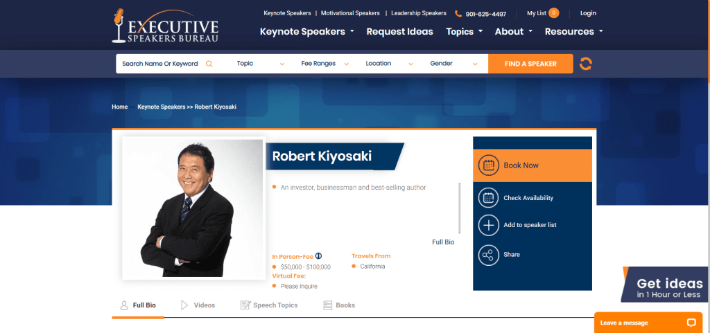 Kiyosaki is a popular speaker who stresses the importance of financial education