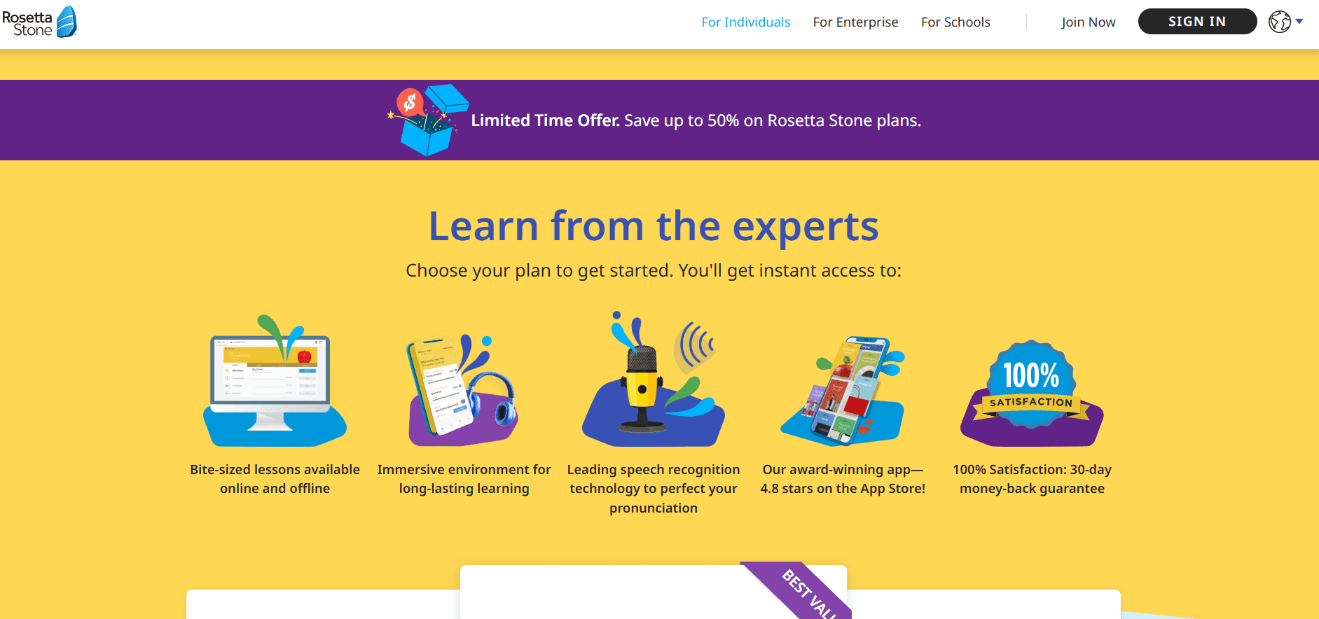 Rosetta Stone
Best for immersive learning with visual associations