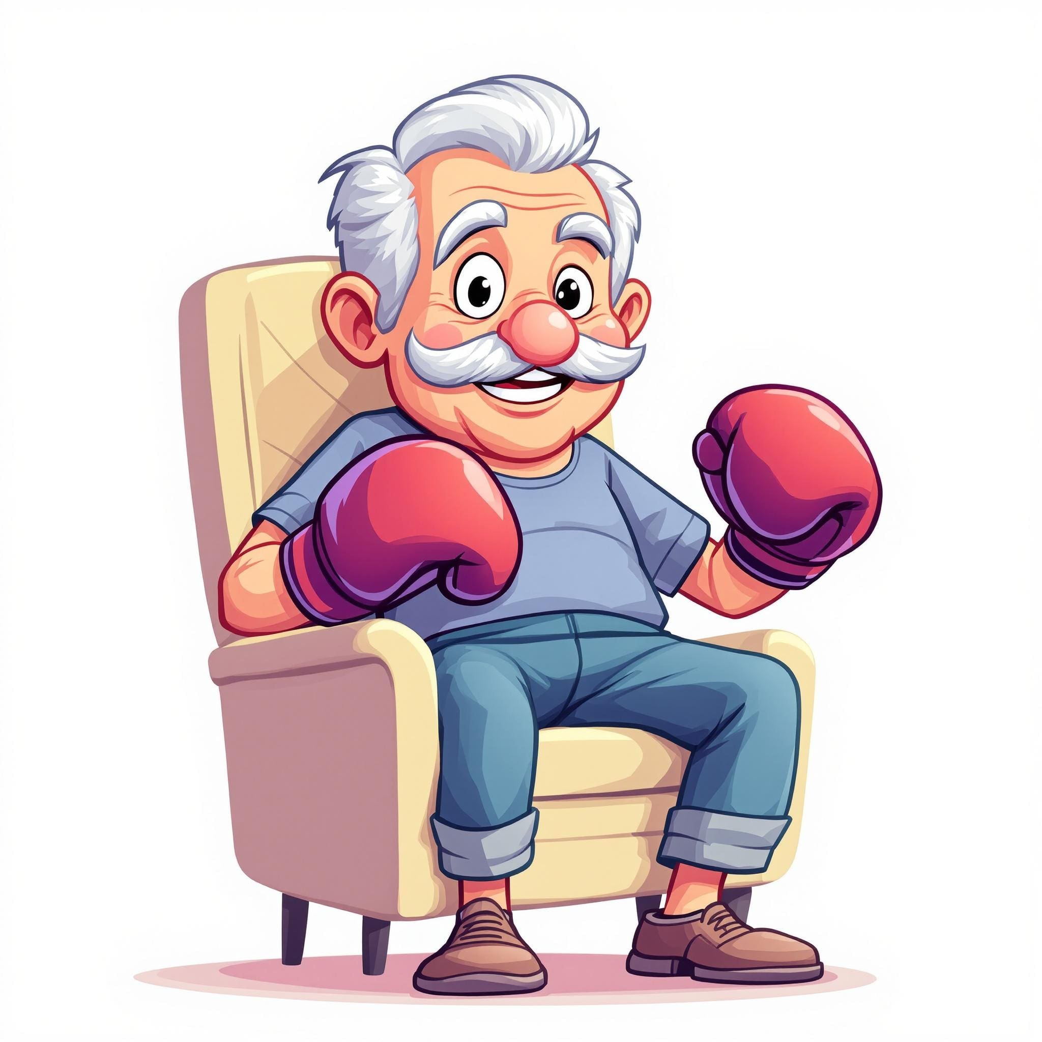 Giuseppe - the cheerful Italian senior gentleman doing chair exercises! 🎉