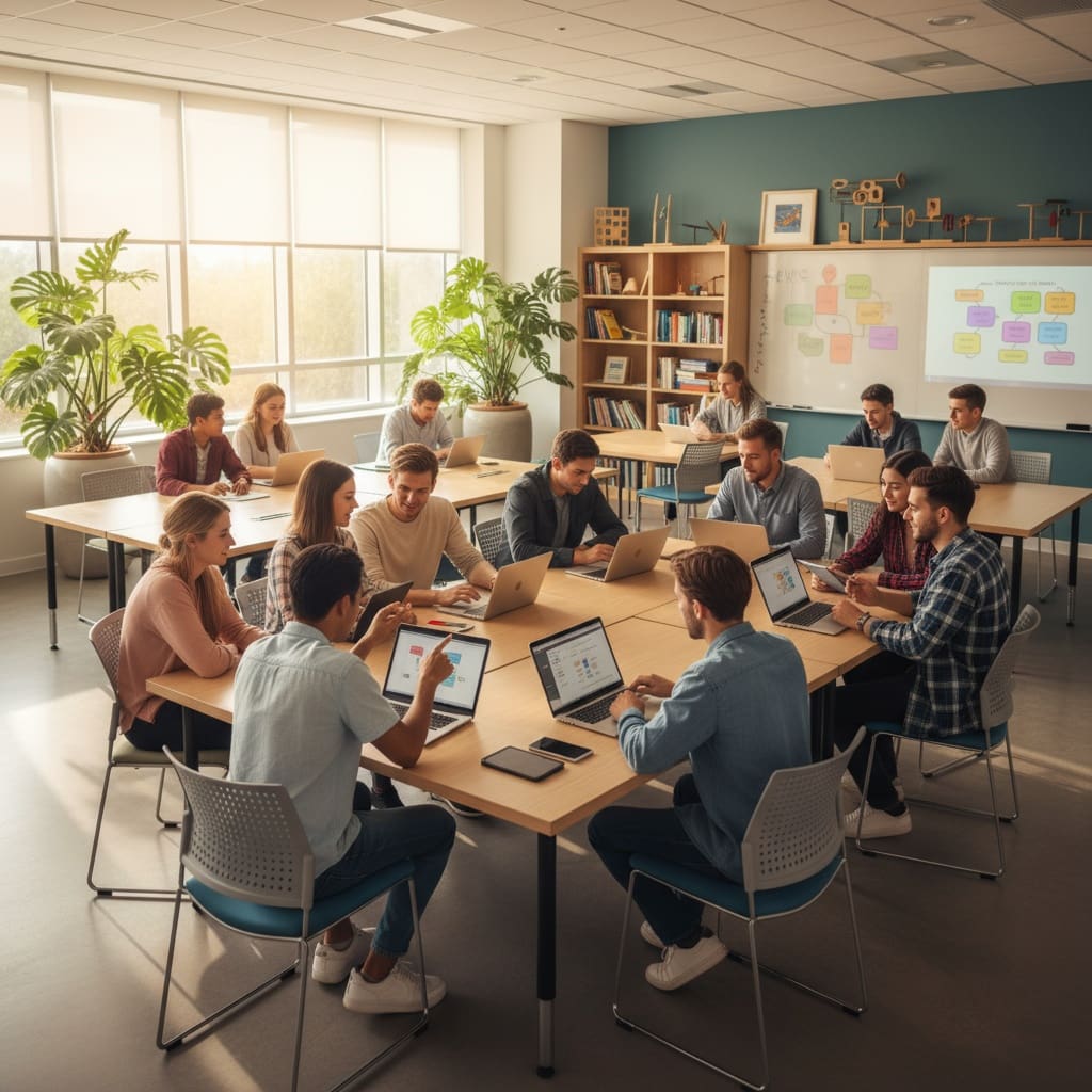Students using technology for personalized learning in 2025 classroom