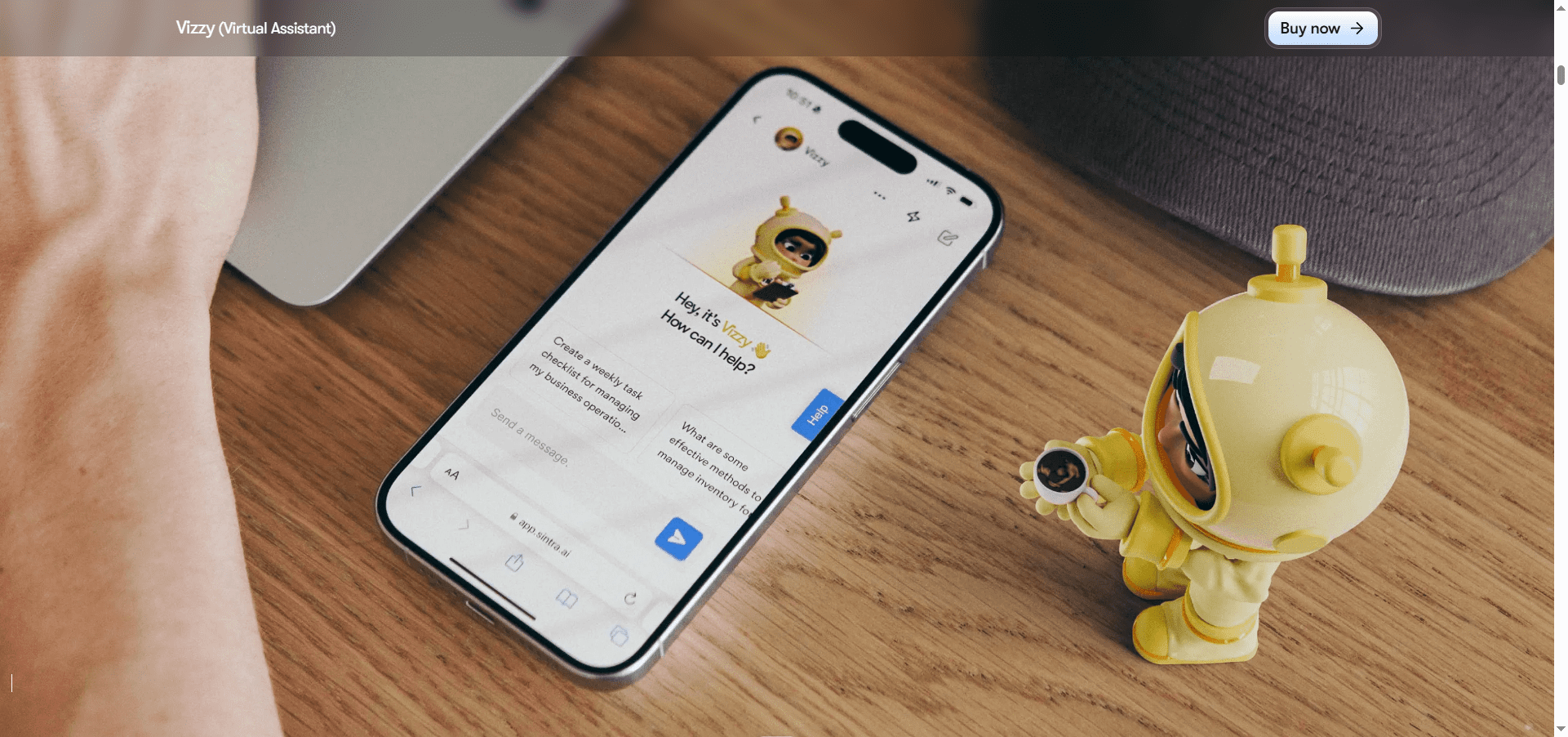 Meet Vizzy from Sintra.ai. The executive assistant designed to handle tasks ranging from image enhancement to trip planning.